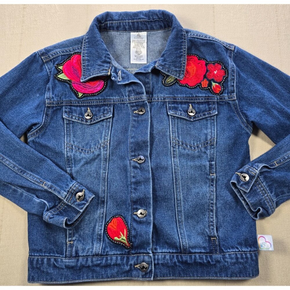 Disney Store ily 4EVER Beauty & the Beast Denim Jacket Kids 9/10 - STUNNING!